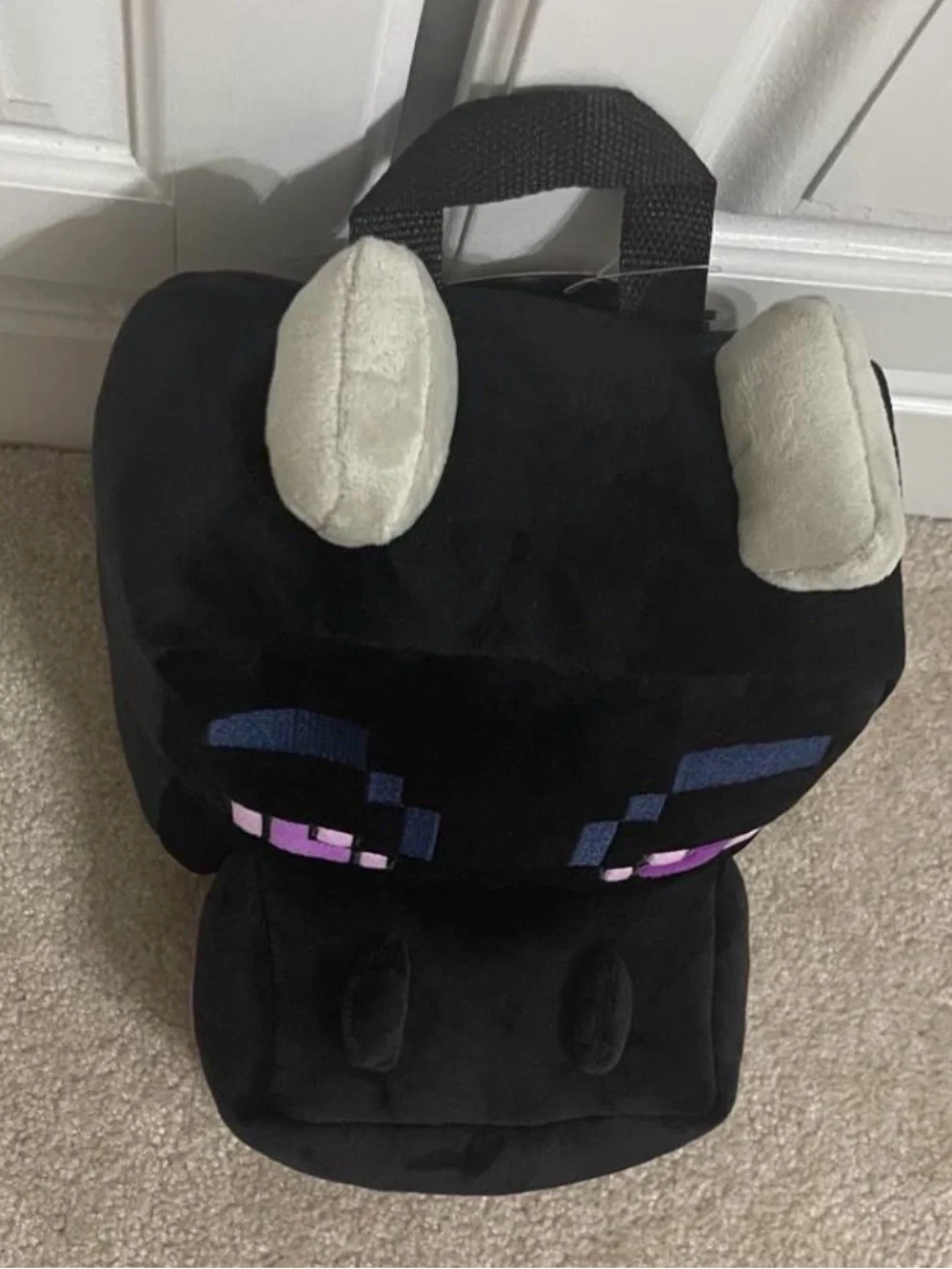Kids Black Ender Dragon Plush Costume Backpack with Purple Accents